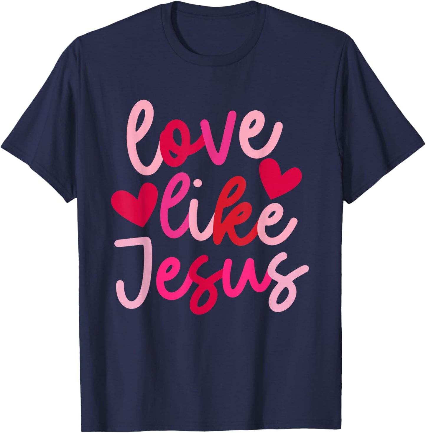 IZI POD Retro Love Like Jesus Coquette Heart Bow , -Adults, Black, Small, Short Sleeve, Valentine's Day T-Shirt - T-Shirt | Navy