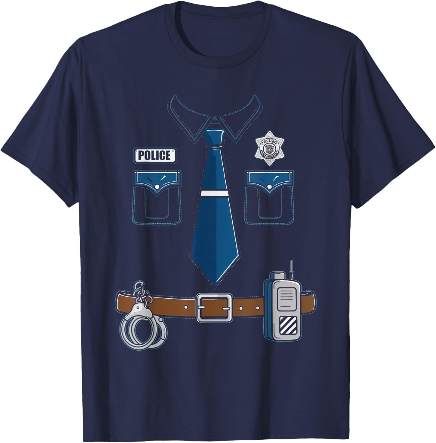 Police Costume Cop Uniform Officer Outfit Halloween T-Shirt - T-Shirt | Navy
