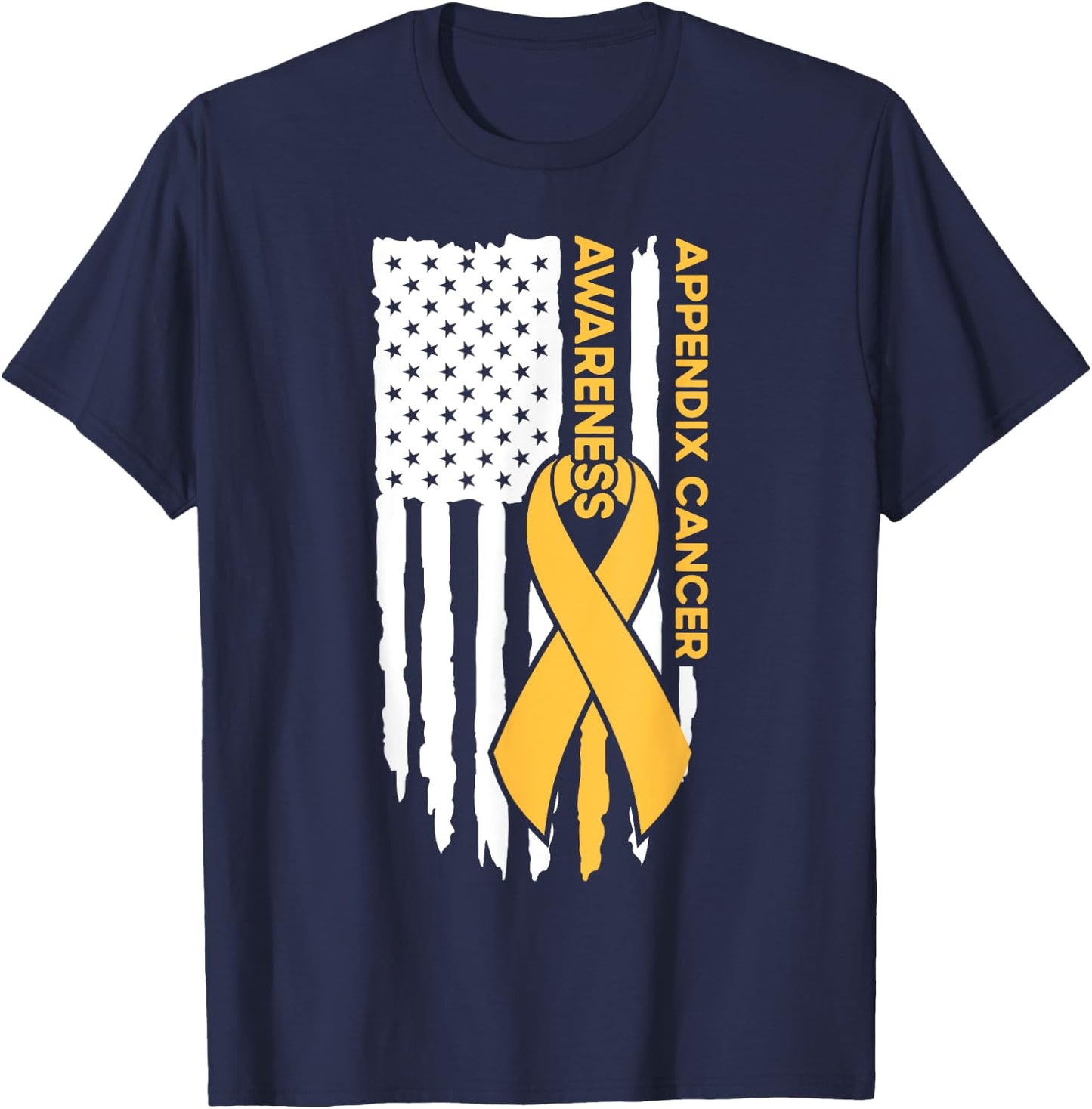 Appendix Cancer Awareness Flag Appendix Cancer T-Shirt - T-Shirt | Navy