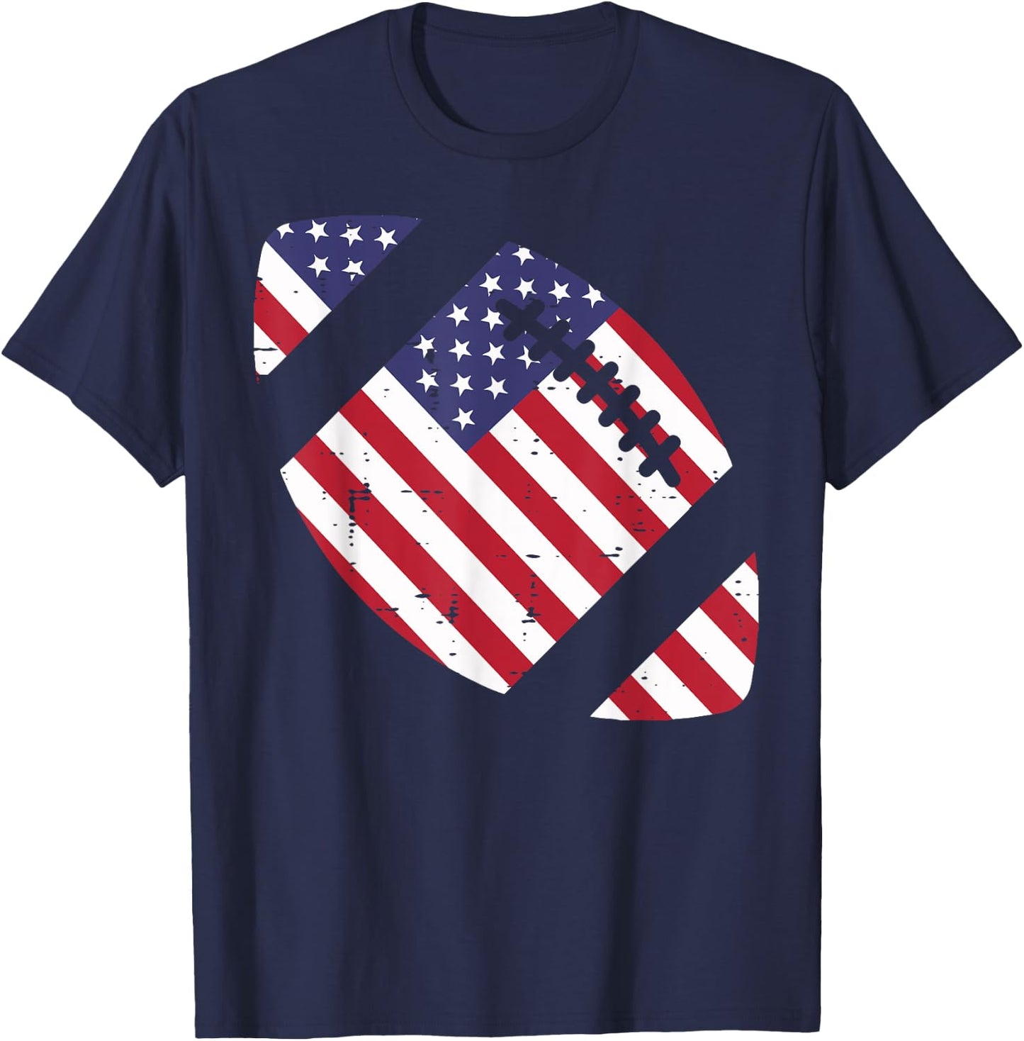 American Football US Flag Vintage 4th Of July Patriotic T-Shirt - T-Shirt | Navy