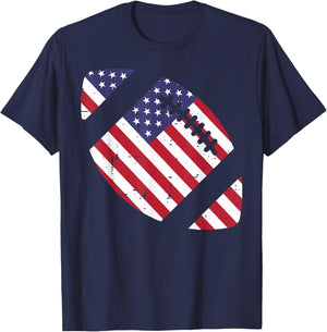 American Football US Flag Vintage 4th Of July Patriotic T-Shirt - T-Shirt | Navy