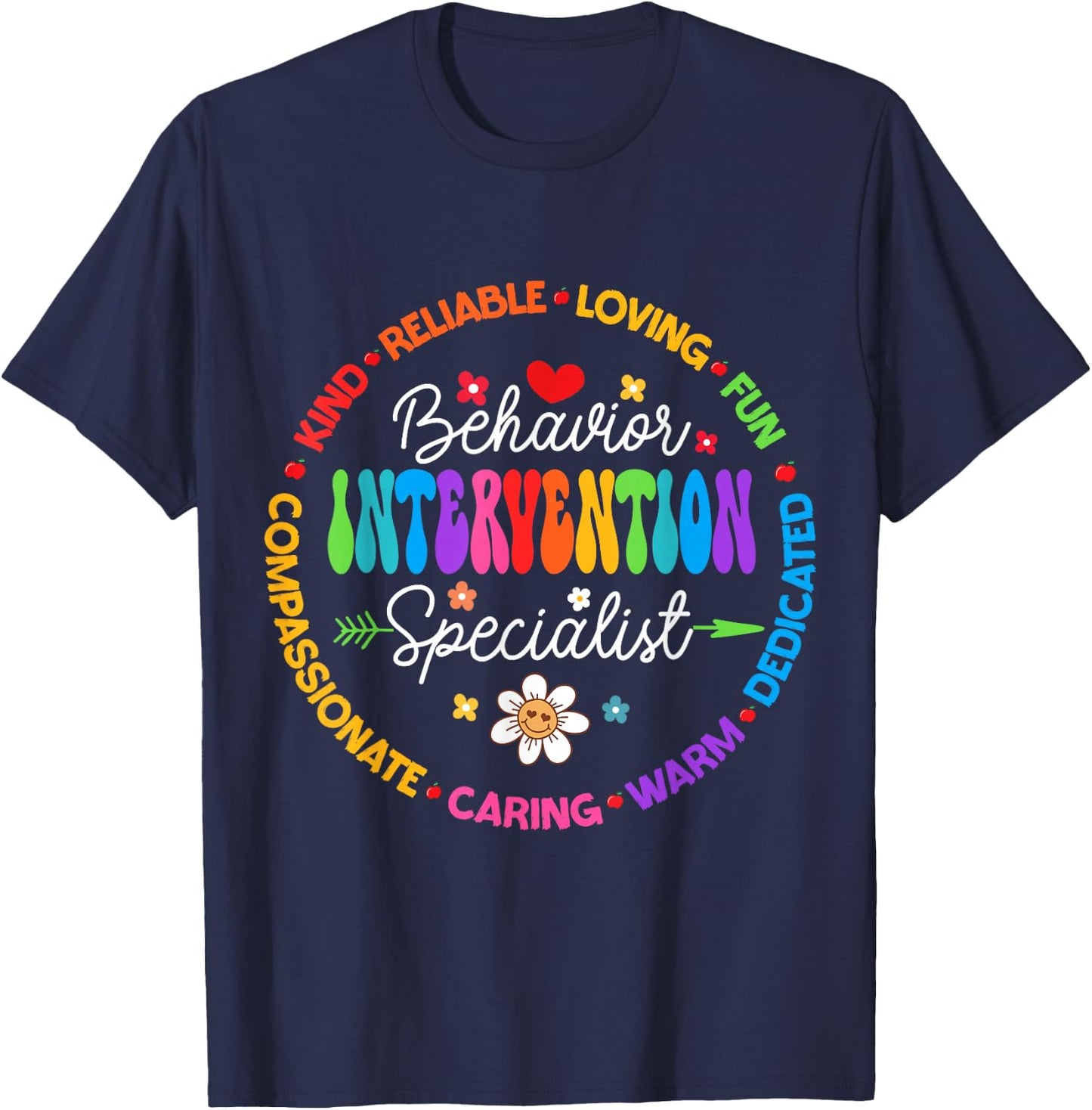 Groovy Behavior Intervention Specialist Back to School T-Shirt - T-Shirt | Navy