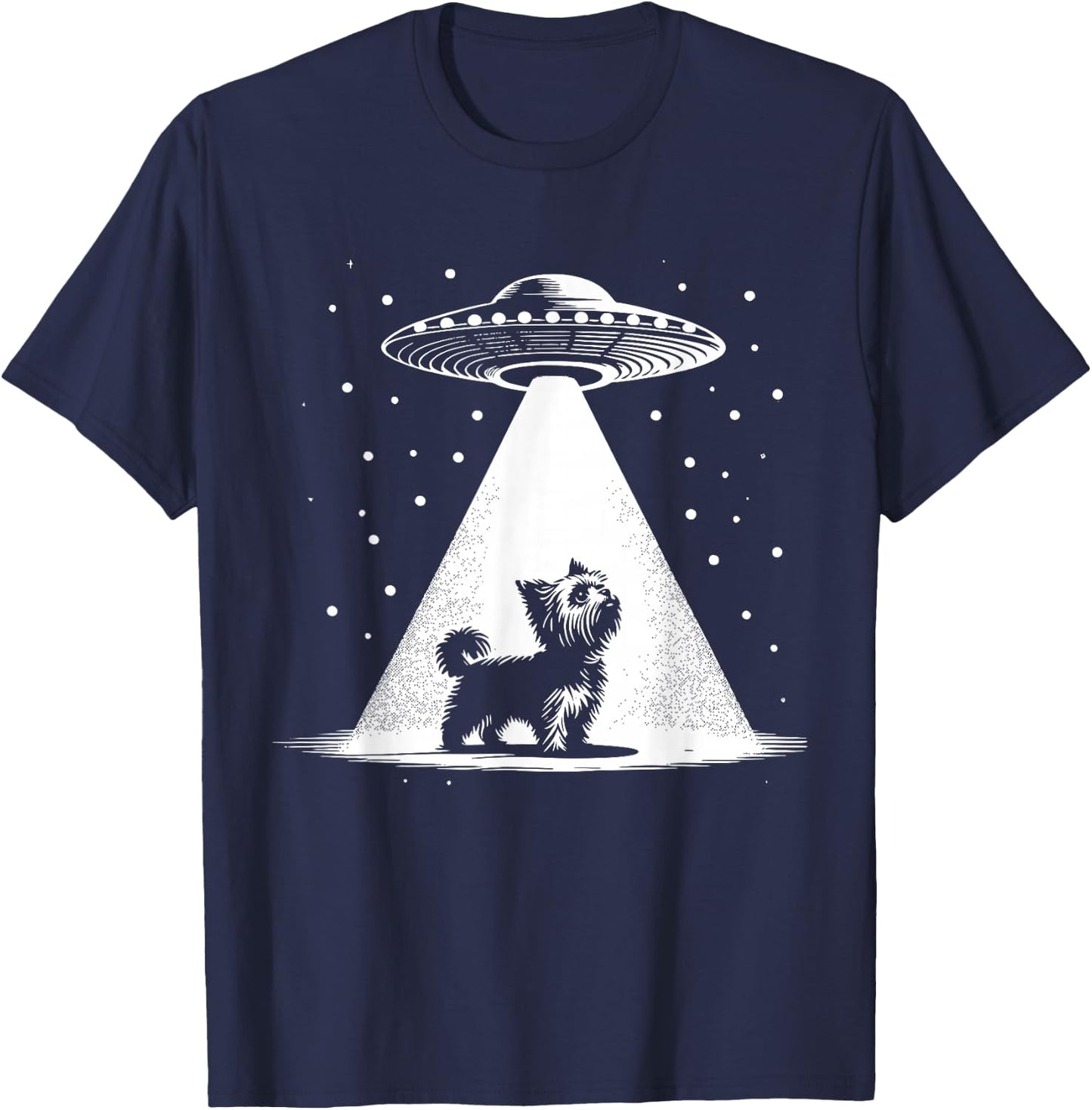 Teacup Yorkie Mom Dad Dog - Funny Alien UFO Men Women T-Shirt - T-Shirt | Navy