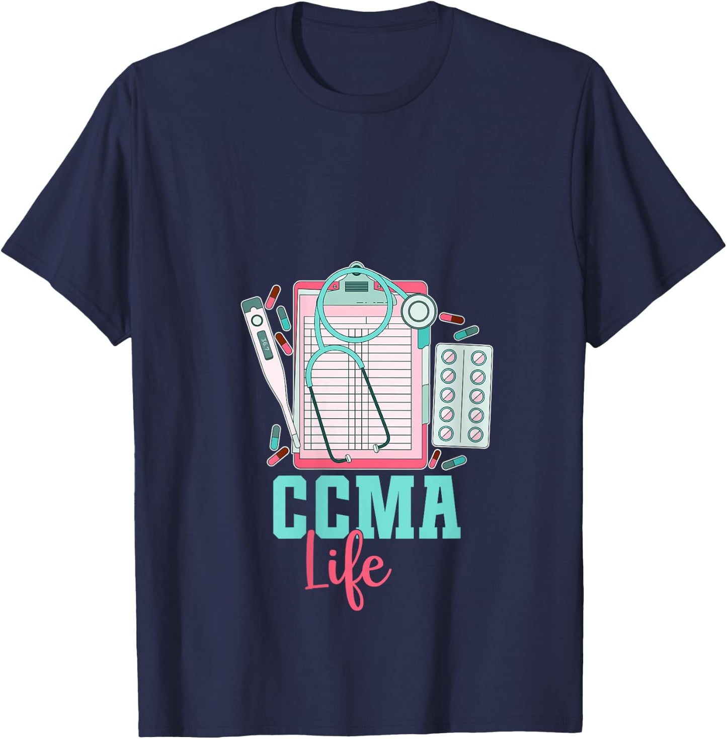 Certified Clinical Medical Assistant CCMA V-Neck T-Shirt - T-Shirt | Navy