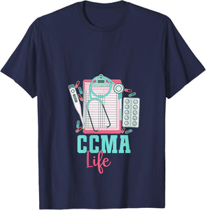 Certified Clinical Medical Assistant CCMA V-Neck T-Shirt - T-Shirt | Navy