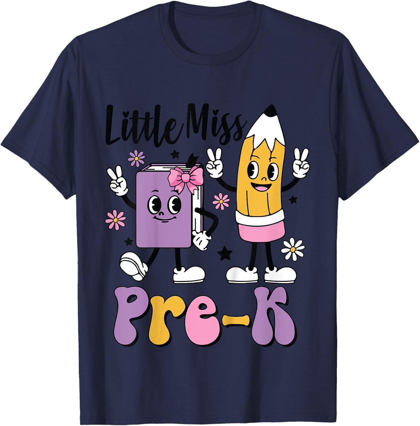 Little Miss Pre-K Kindergarten School toddler Girls Youth T-Shirt - T-Shirt | Navy