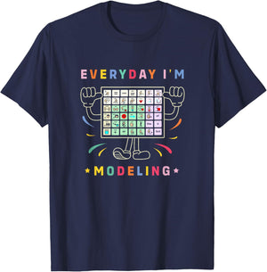 AAC Awareness Month Gifts AAC Speech Therapy Cute AAC Communication AAC Symbols Everyday I'm Modelling T-Shirt - T-Shirt | Navy