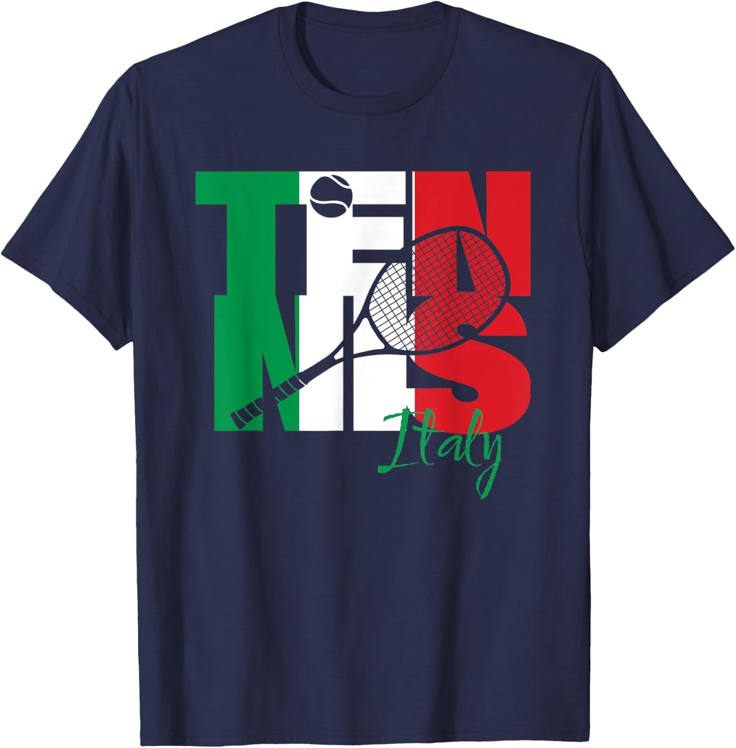 Italian Tennis Player Love Italy Republic National Flag Art T-Shirt - T-Shirt | Navy
