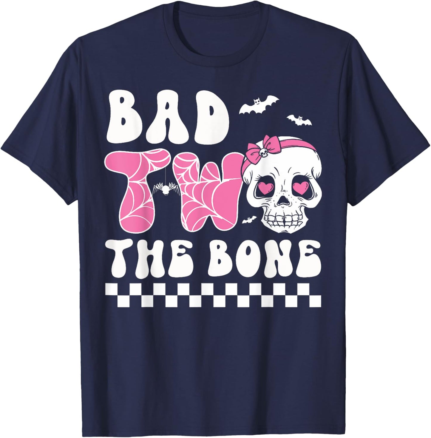 Bad Two The Bone Birthday Toddler Halloween Birthday Outfit T-Shirt - T-Shirt | Navy