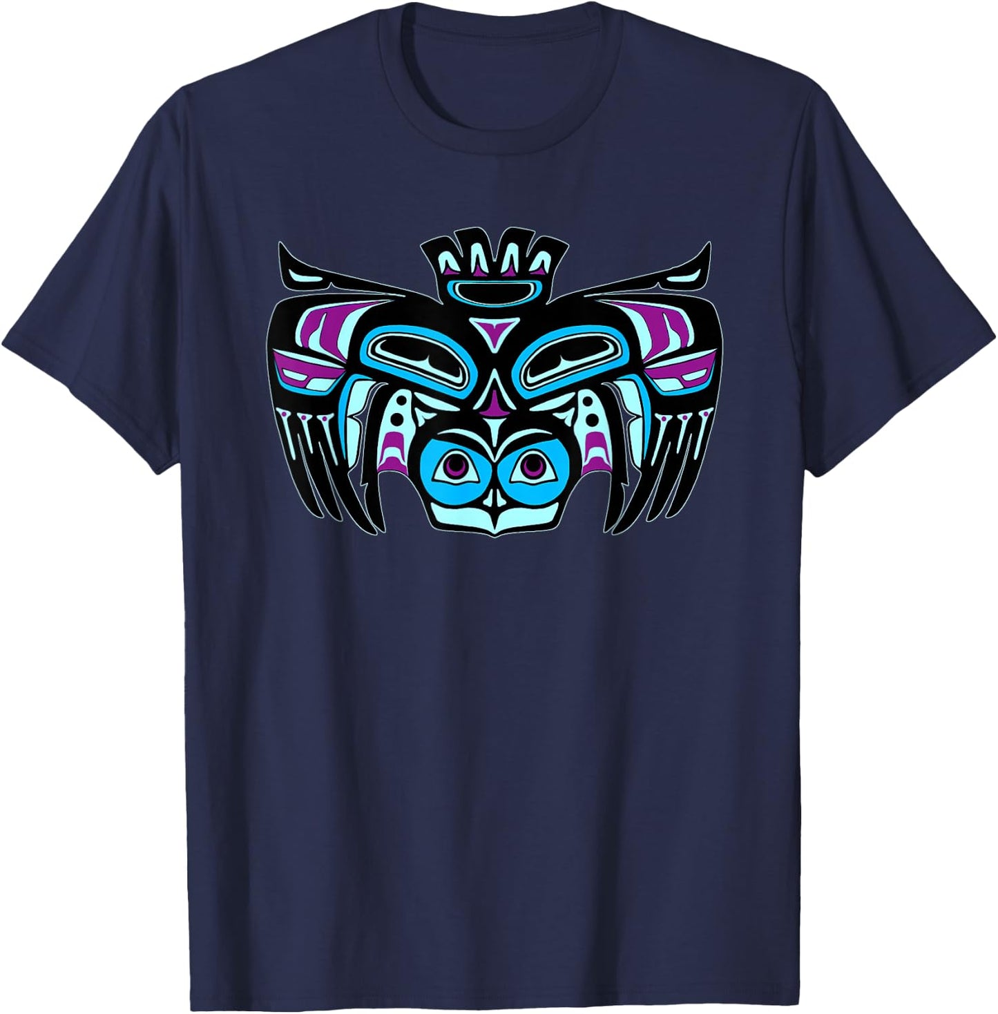 Alaska Native American Style Tlingit Haida Indian Owl Spirit T-Shirt - T-Shirt | Navy