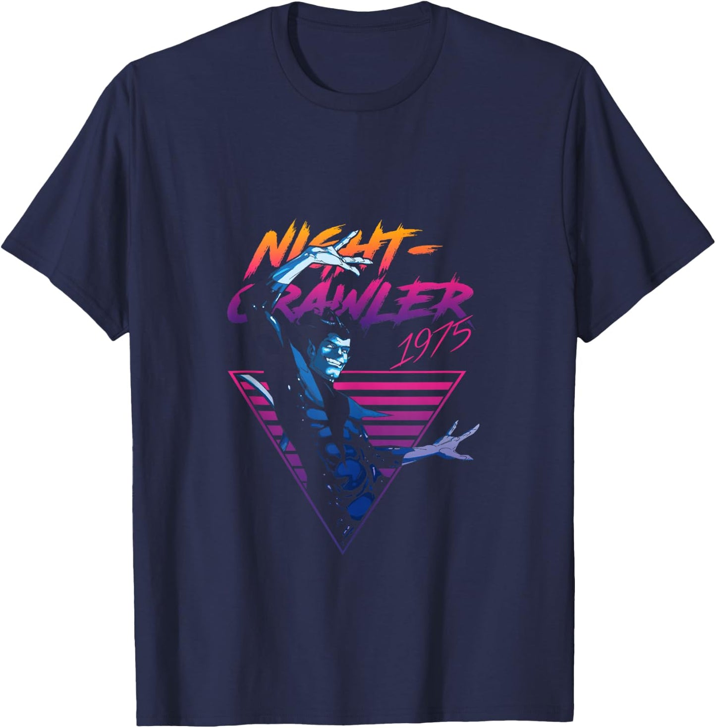 Marvel X-Men Nightcrawler 1975 Vintage Neon Logo T-Shirt - T-Shirt | Navy