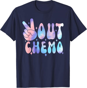 Peace-Out Chemo Last Day Of Chemo End Chemotherapy Cancer , Small, Black T-Shirt - T-Shirt | Navy