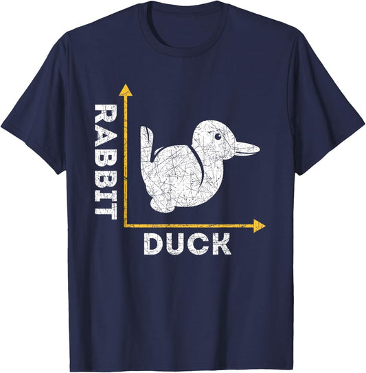 Funny Animal Lover Gift Optical Illusion Duck Or Rabbit T-Shirt - T-Shirt | Navy