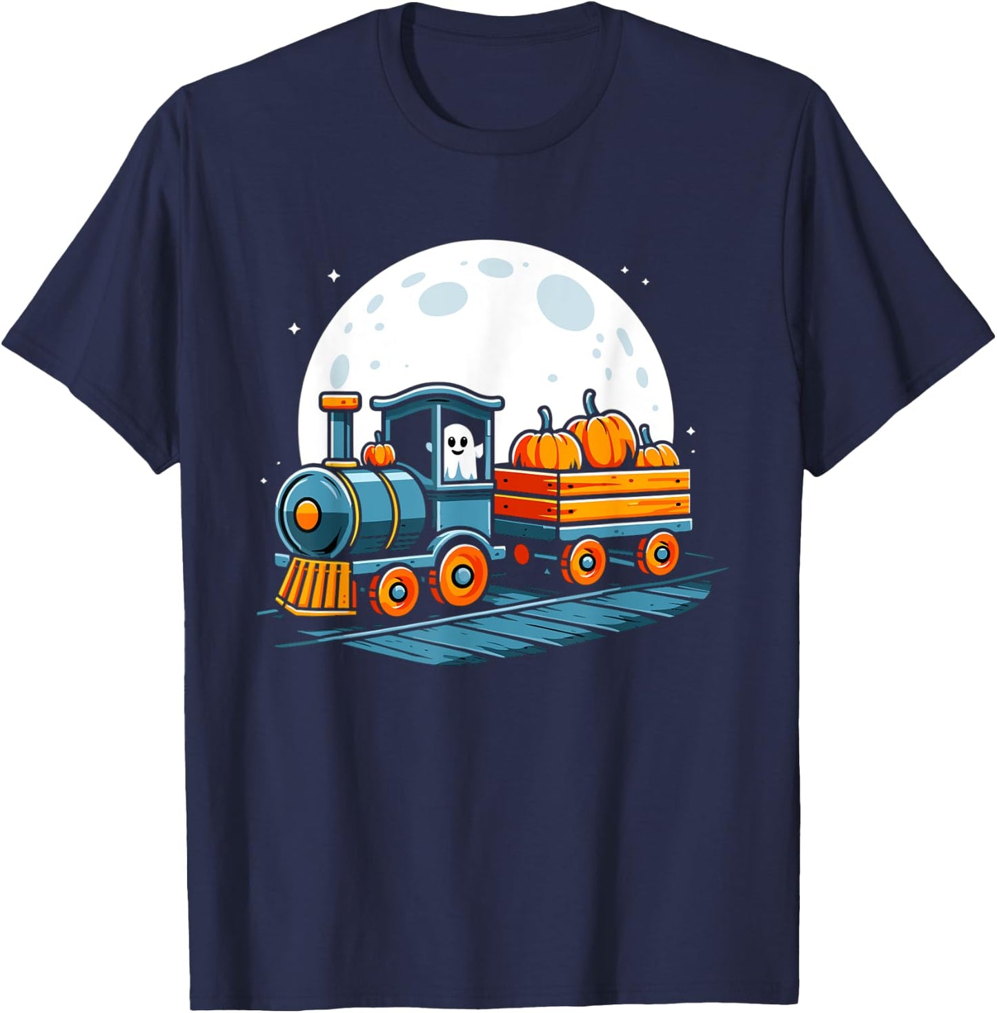 Halloween Train Funny Ghost Pumpkin For Kids T-Shirt - T-Shirt | Navy