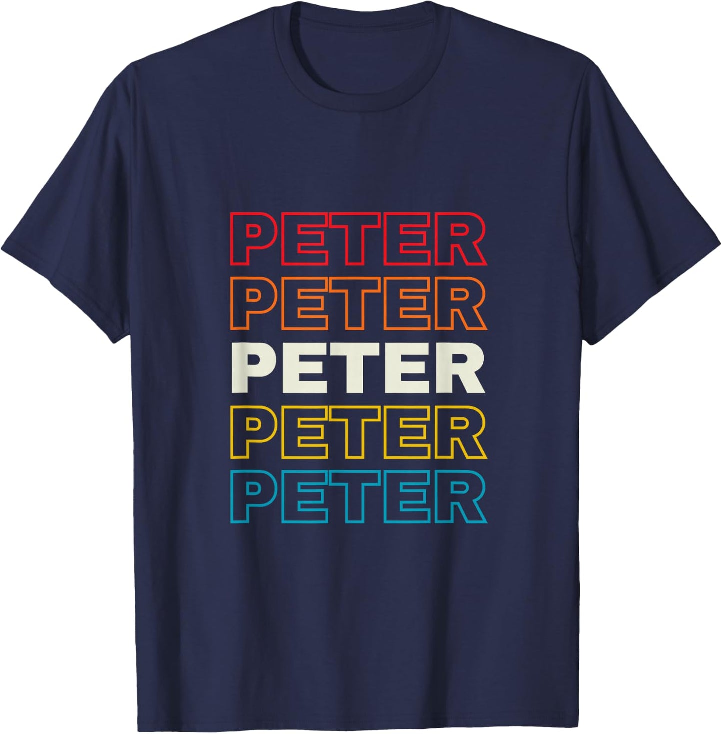 I Love Peter Personalized Retro Sunset First Name T-Shirt - T-Shirt | Navy