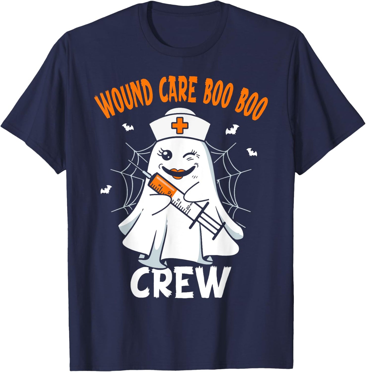 Wound Care Nurse Boo Crew Nurse Halloween Costume T-Shirt - T-Shirt | Navy