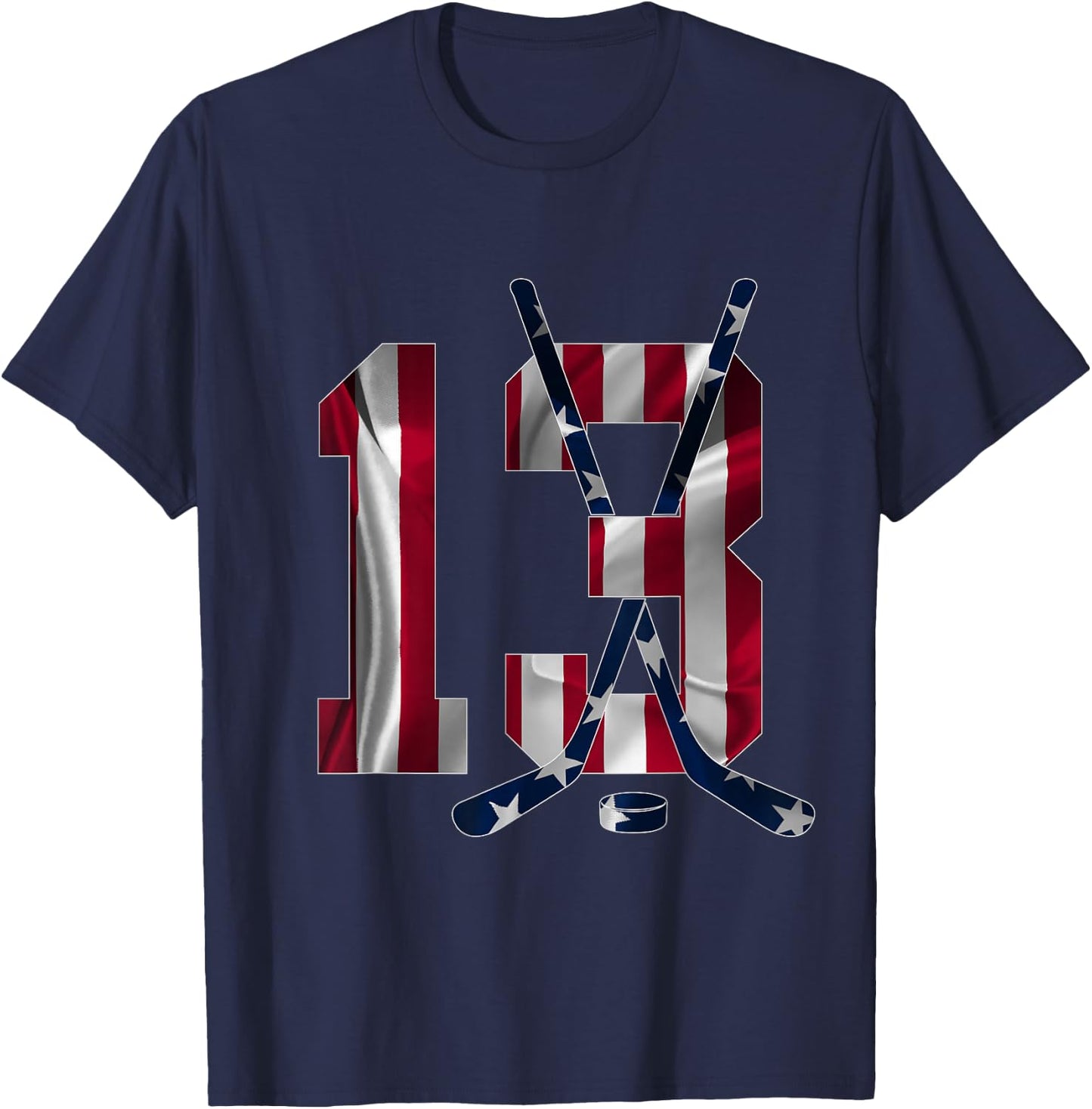Number 13 Years Ice Hockey 13th Birthday T-Shirt - T-Shirt | Navy