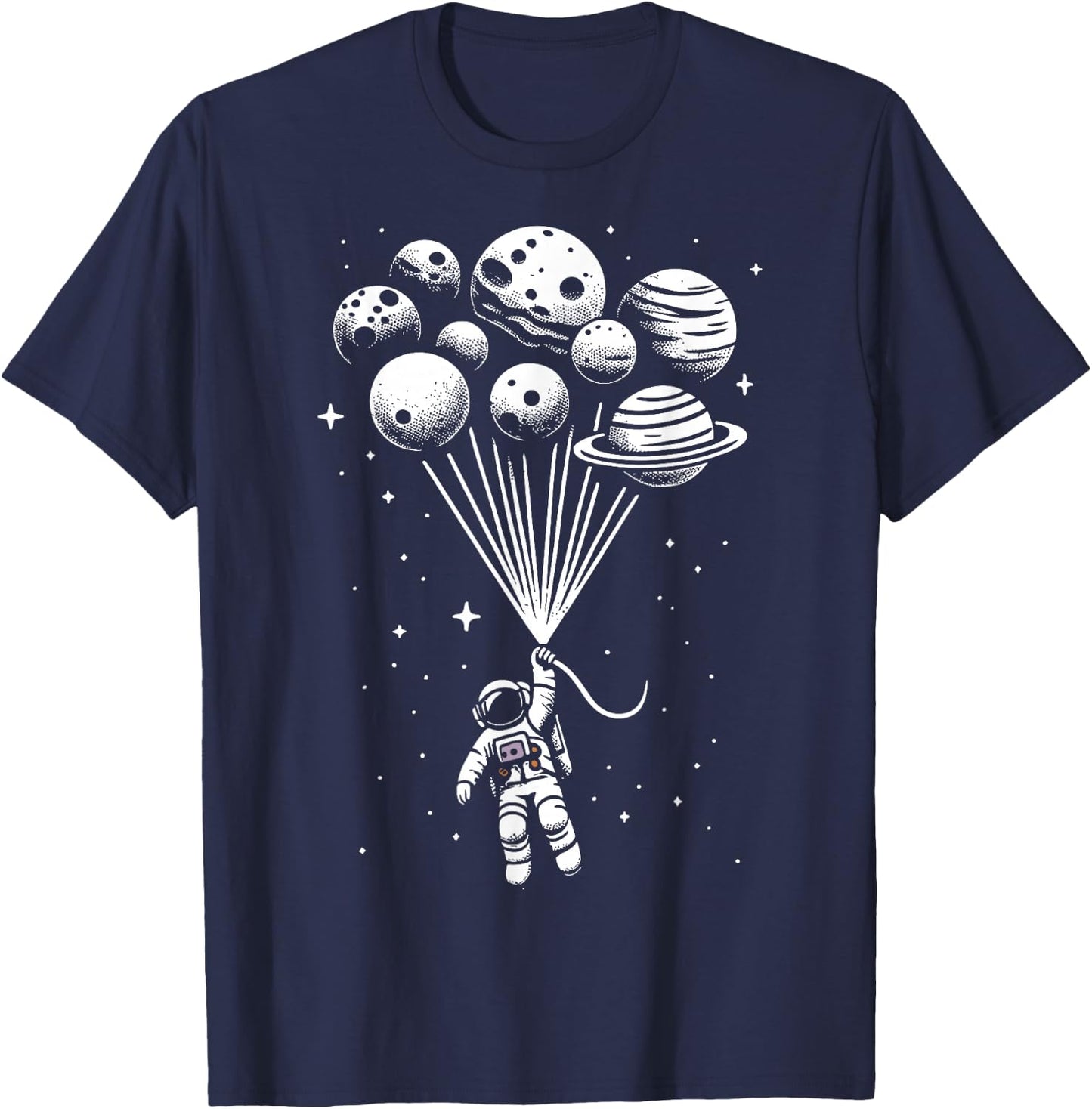 Space Astronaut Holding Planet Balloons Space T-Shirt - T-Shirt | Navy
