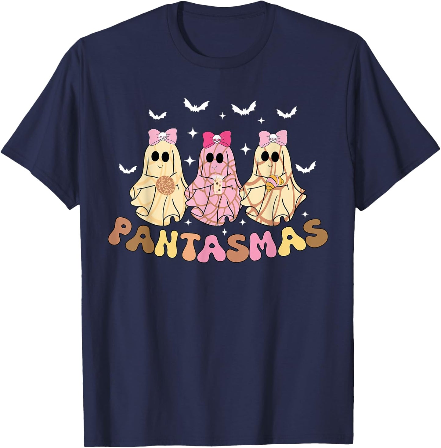 Pantasmas Funny Conchas Mexican Halloween Spooky ghosts T-Shirt - T-Shirt | Navy