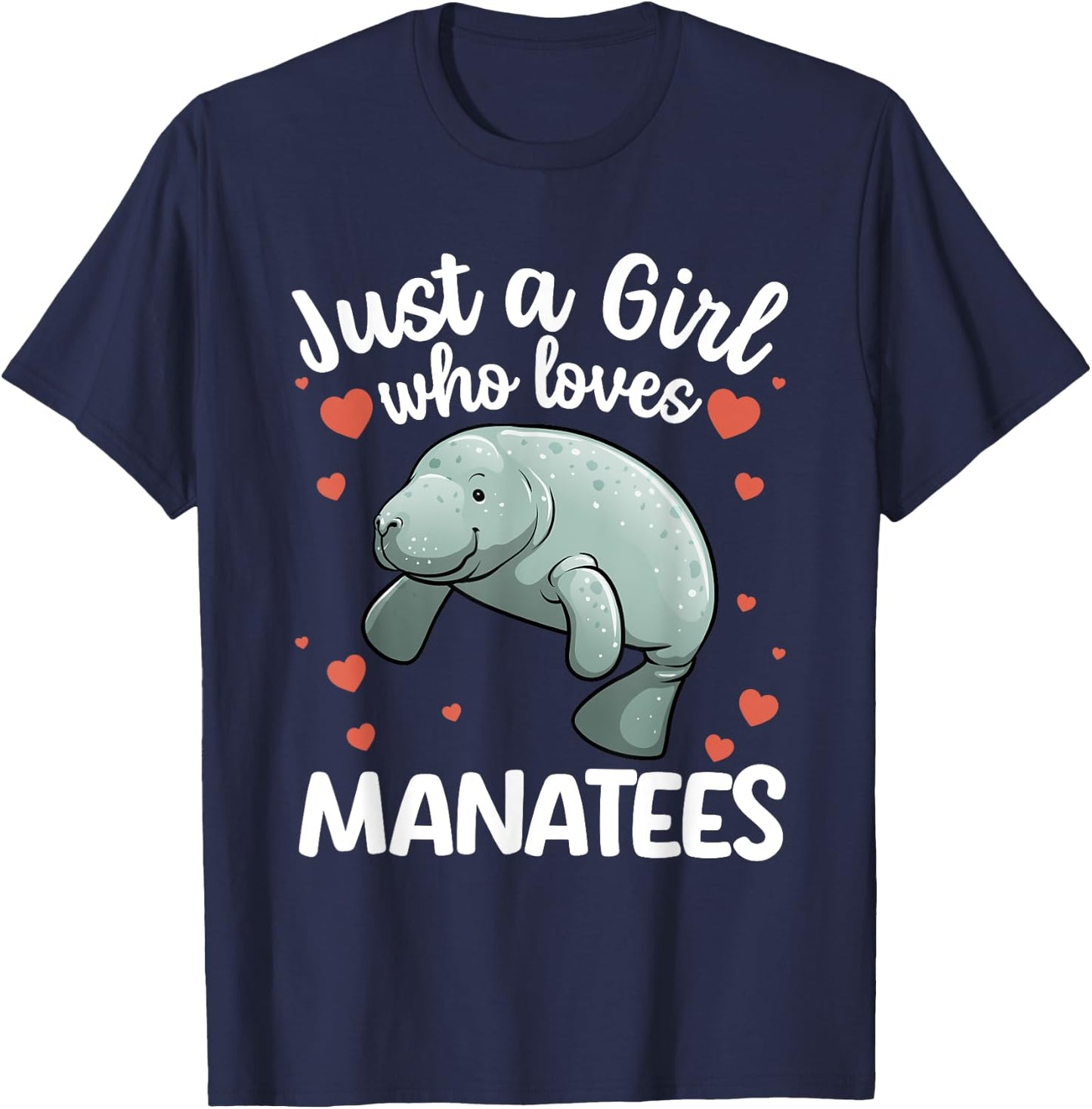 Cool Manatee Art Girls Kids Ocean Dugong Manatee T-Shirt - T-Shirt | Navy
