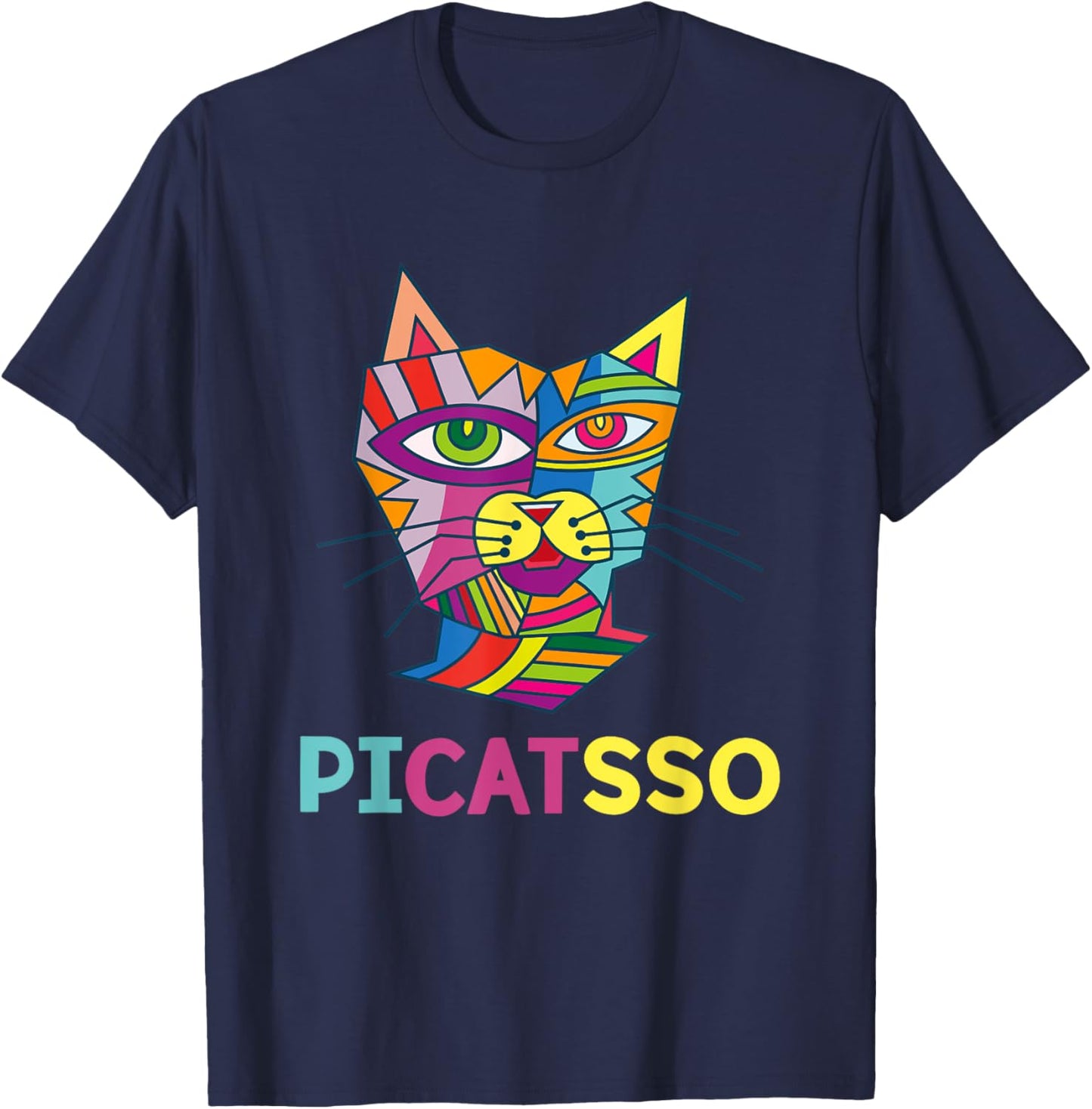 Picatsso Art Kitty | Art Teacher- Students Gift Men Women Kids T-Shirt - T-Shirt | Navy
