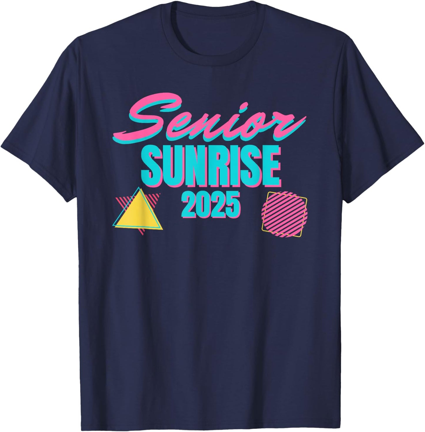 Retro Senior Sunrise 2025 High School 12th Twelfth Grade T-Shirt - T-Shirt | Navy