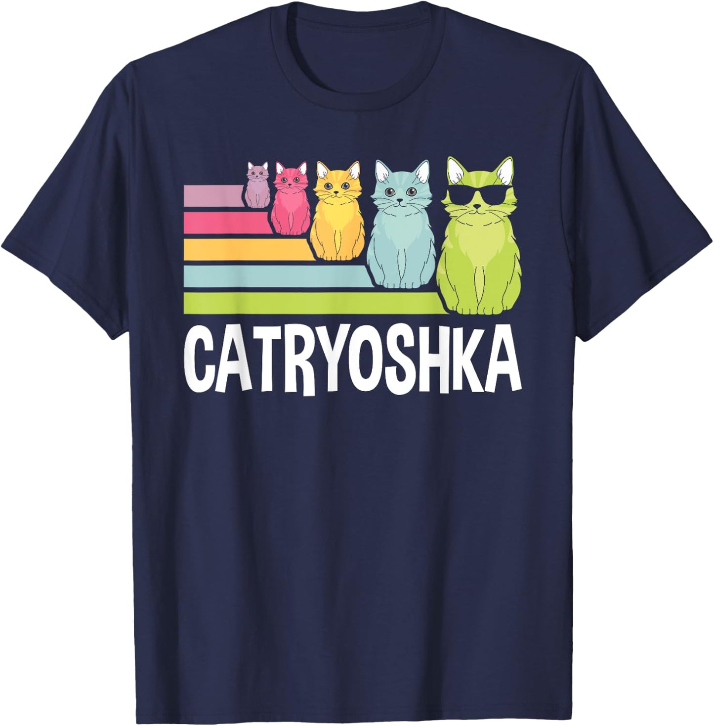 Catryoshka Cute Cats Matryoshka Russian Nesting Doll T-Shirt - T-Shirt | Navy