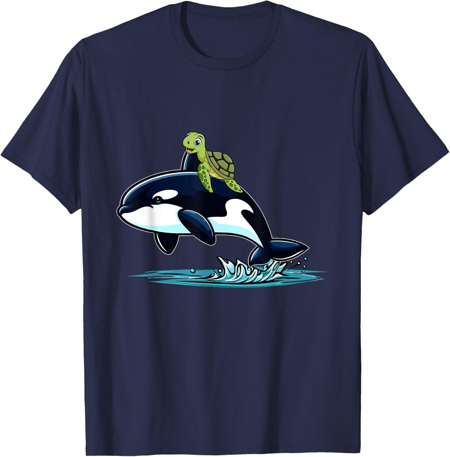 Turtle Riding Orca Costume Sea Animal Lover Kids Toddler T-Shirt - T-Shirt | Navy