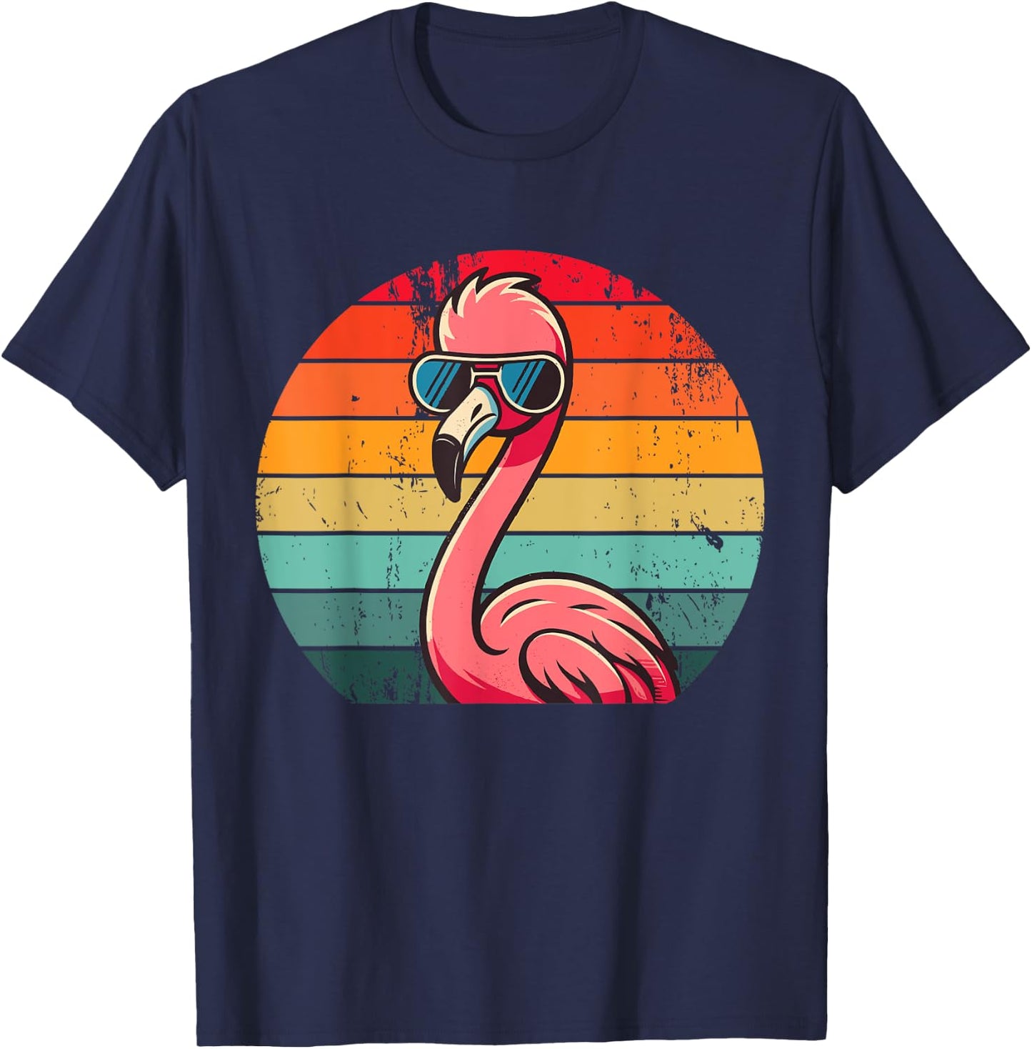 Pink Flamingo in Sunglasses Men Women Kids Funny Flamingo T-Shirt - T-Shirt | Navy