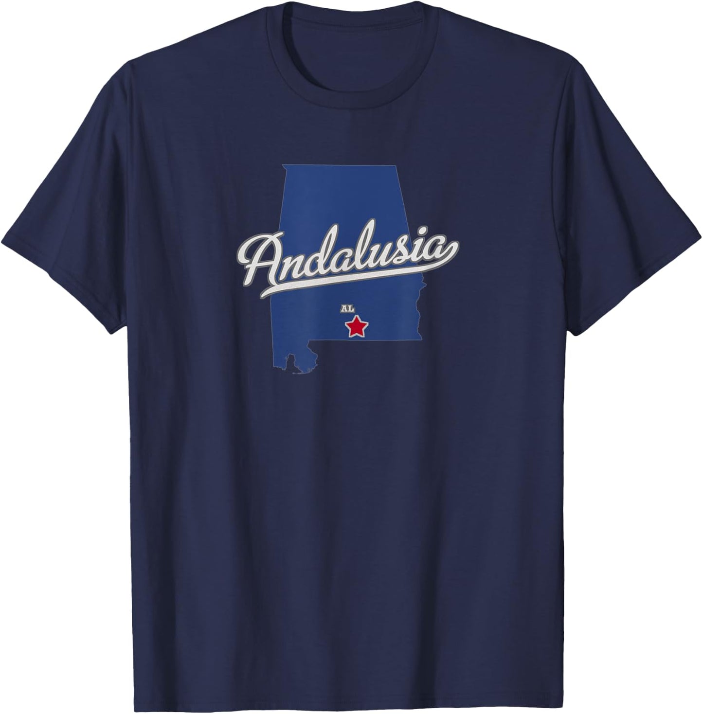 Andalusia Alabama AL Map T-Shirt - T-Shirt | Navy