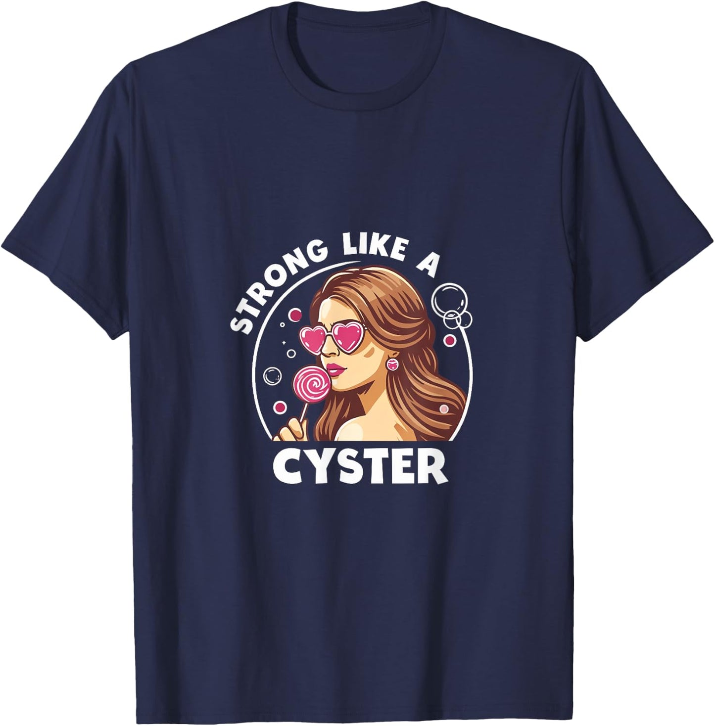 Strong Like A Cyster PCOS Awareness Women's Health Support T-Shirt - T-Shirt | Navy