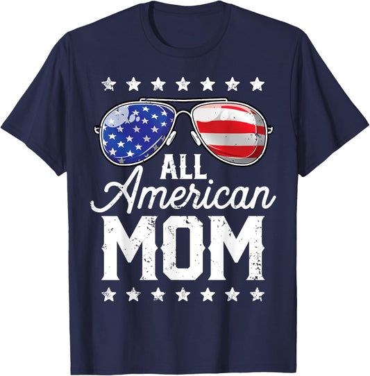 All American Mom 4th of July Mother's Day Sunglasses Family Girls Kids Men T-Shirt - T-Shirt | Navy
