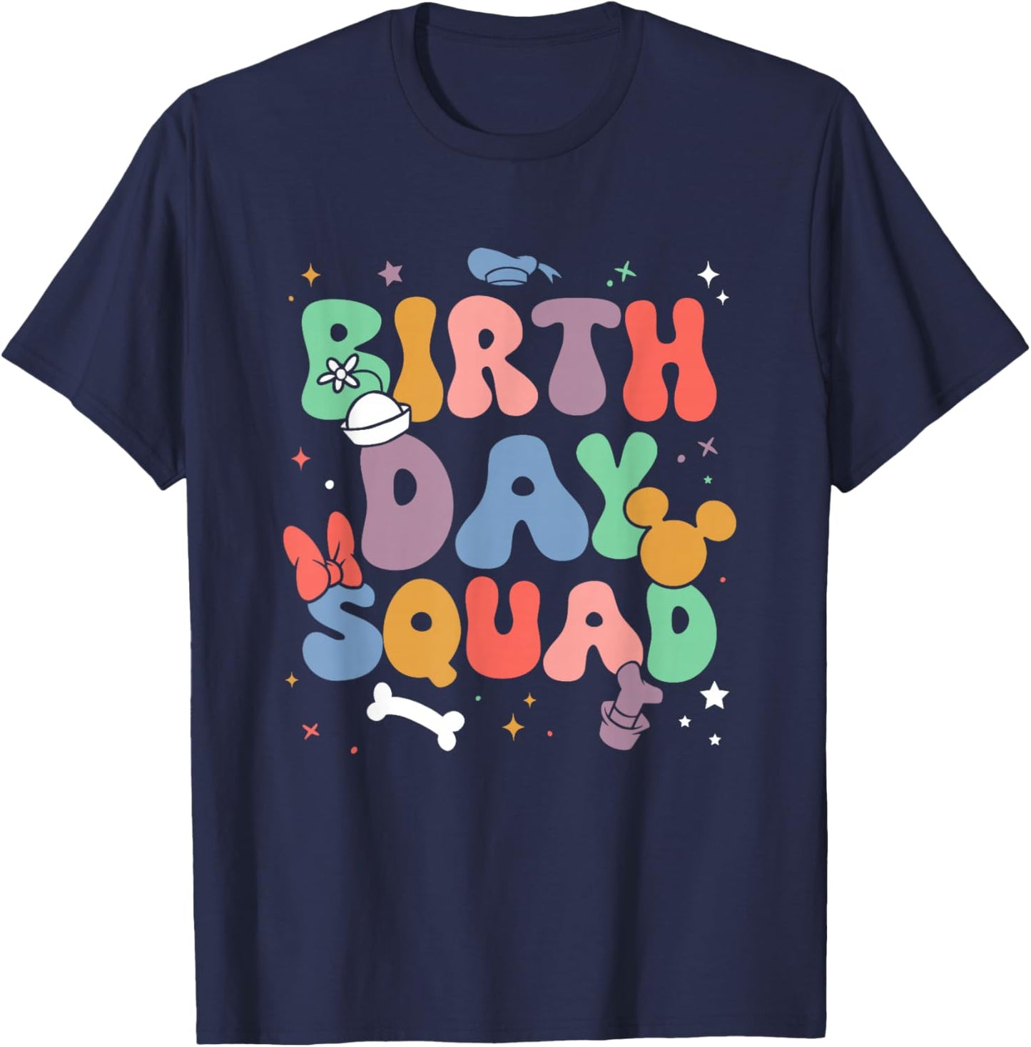 Disney Mickey and Friends Birthday Squad Vintage Logo T-Shirt - T-Shirt | Navy