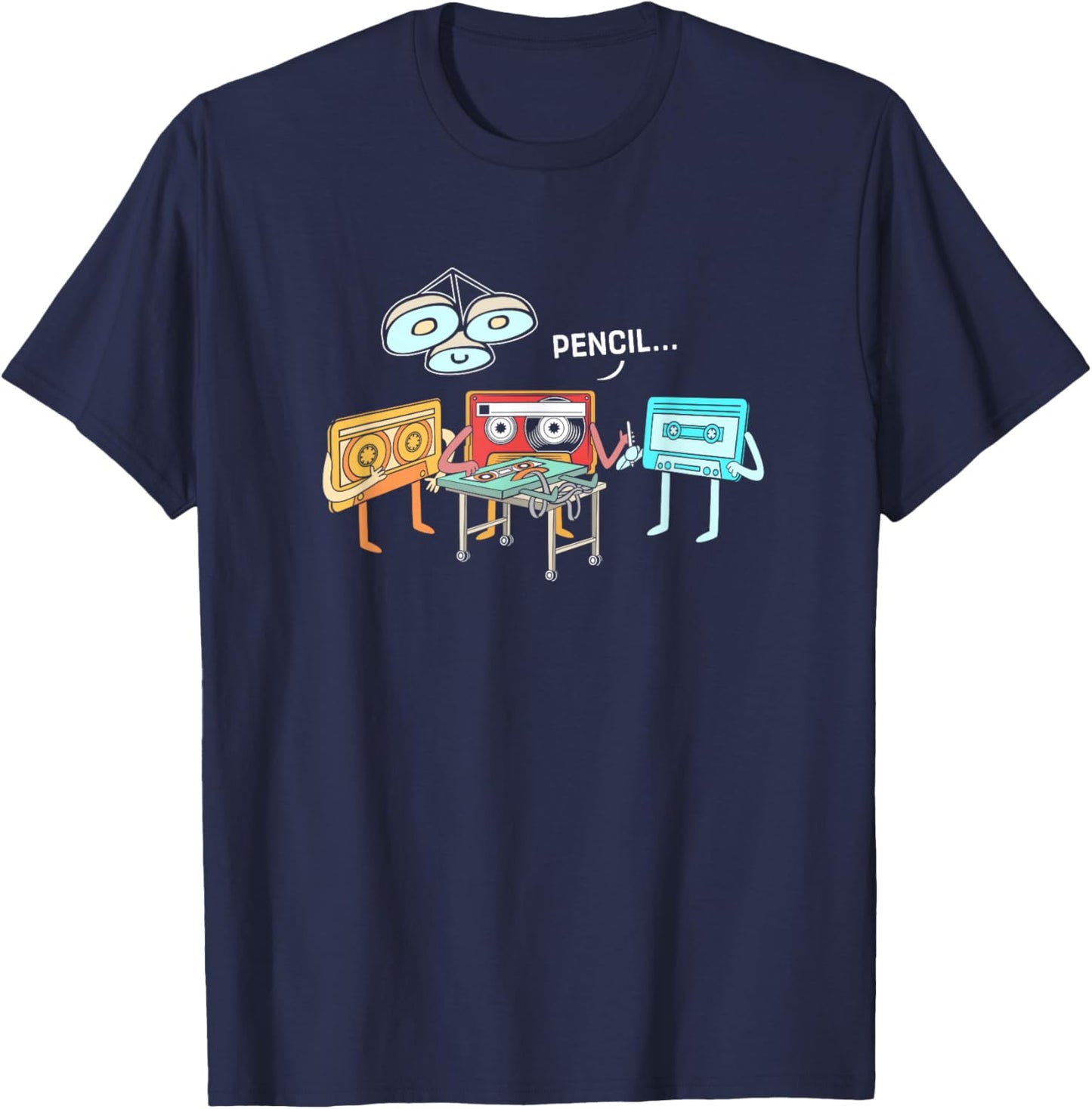 Surgery Cassette Tape Pencil Funny 90s Cassette T-Shirt - T-Shirt | Navy