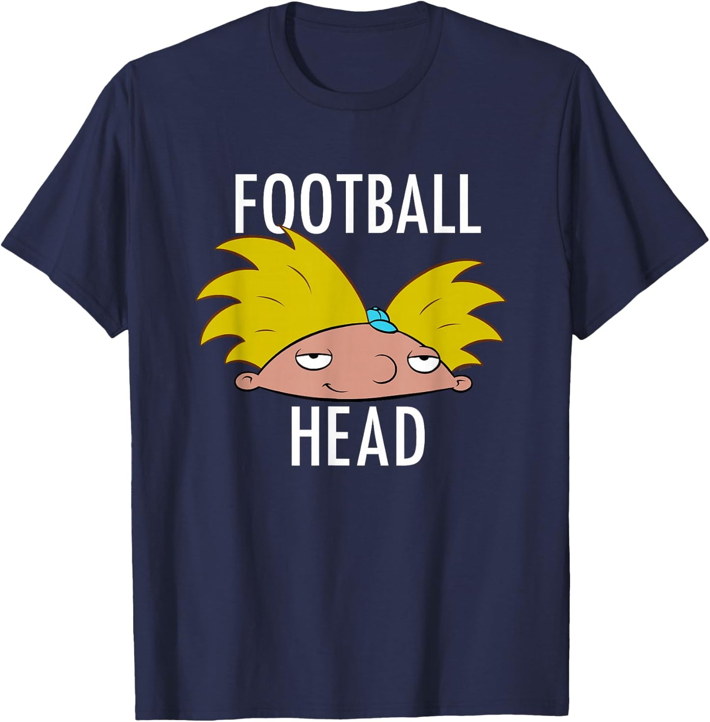 Hey Arnold! Iconic Arnold Football Head Big Chest Portrait T-Shirt - T-Shirt | Navy