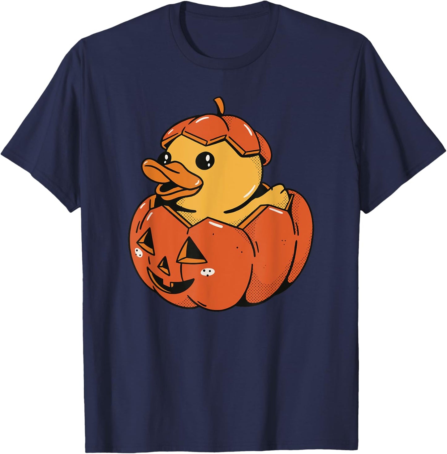 Rubber Duck Pumpkin - Funny Halloween T-Shirt - T-Shirt | Navy