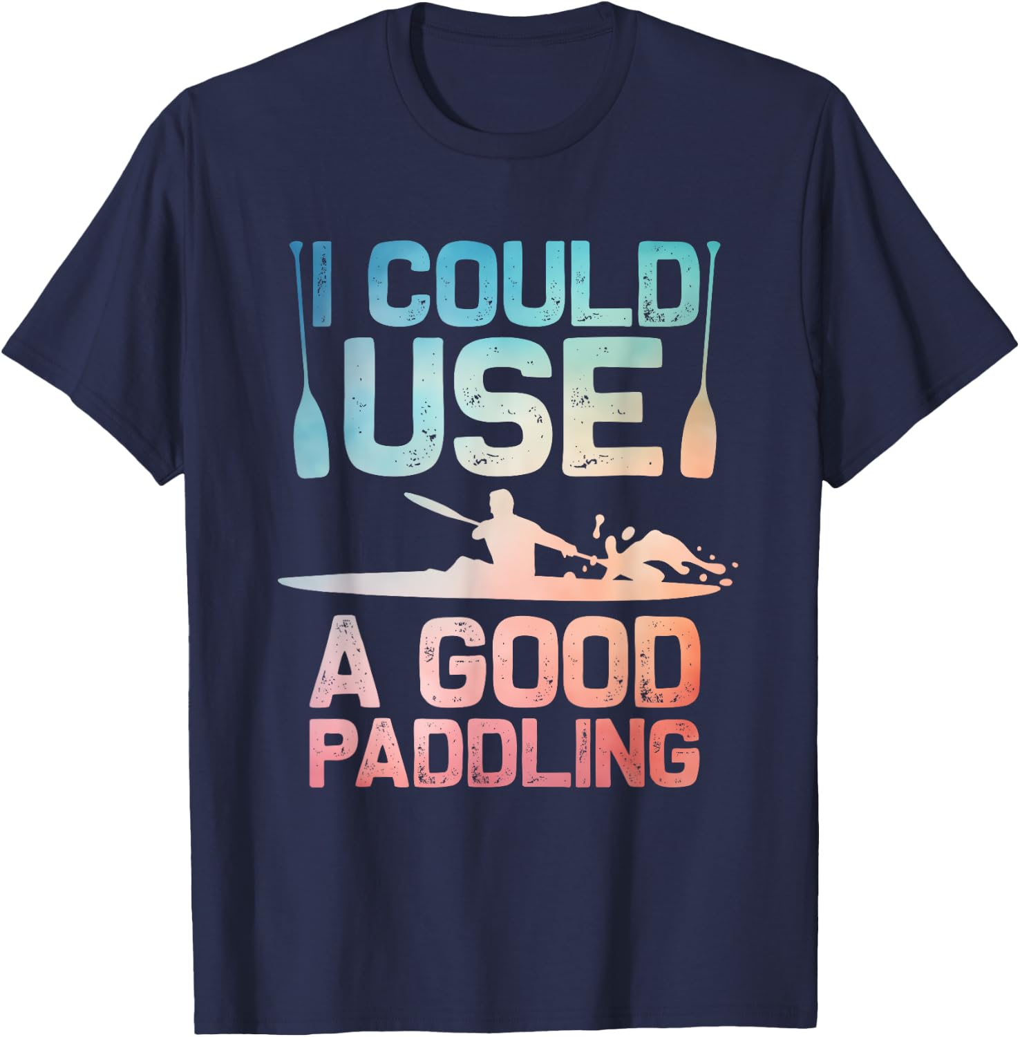Cute Kayak Art Women Kayaking Kayaker Paddling Kayak T-Shirt - T-Shirt | Navy