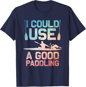 Cute Kayak Art Women Kayaking Kayaker Paddling Kayak T-Shirt - T-Shirt | Navy