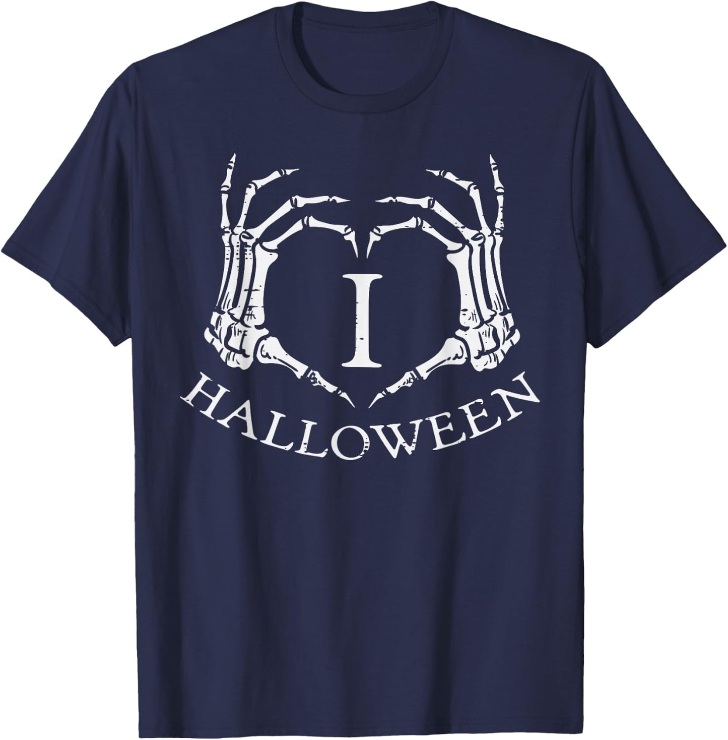 I Heart Love Halloween Skeleton Hand Costume Men Women Kids T-Shirt - T-Shirt | Navy
