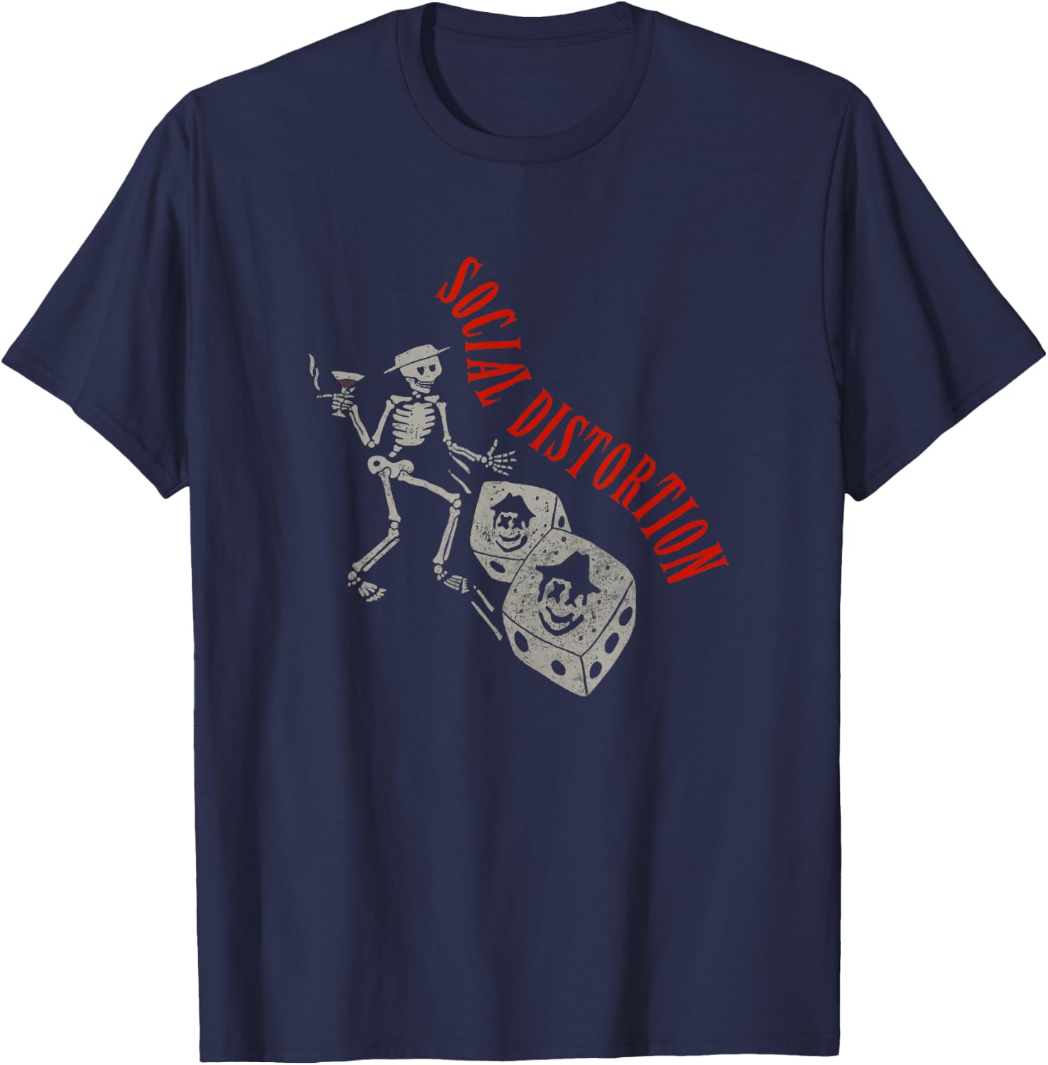 Official Social Distortion Skelly Dice T-Shirt - T-Shirt | Navy
