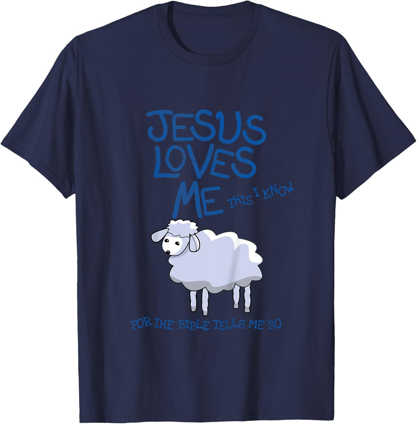 Kids Jesus Loves Me This I Know Lamb, Boys and Girls T-Shirt - T-Shirt | Navy