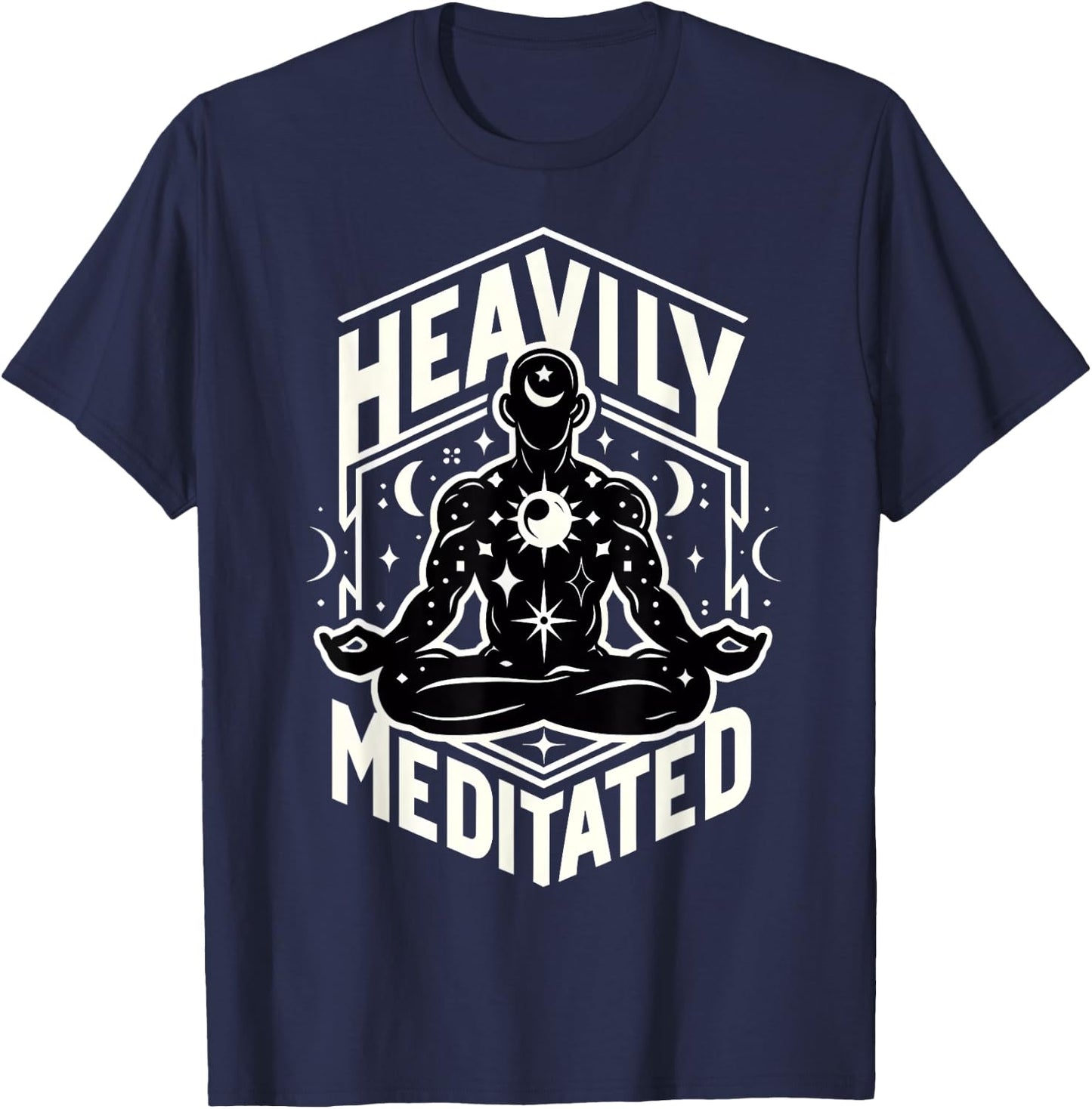 Heavily Meditated Funny Men's Meditation Mindfulness Yoga T-Shirt - T-Shirt | Navy