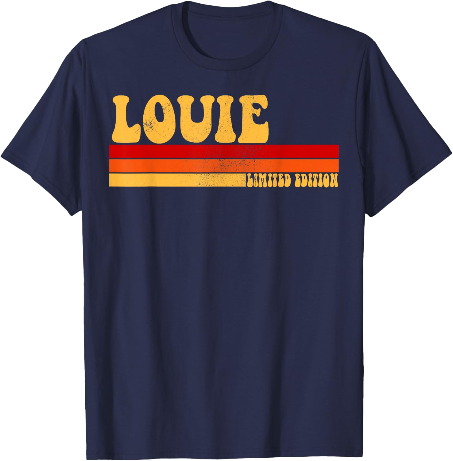 AmaStyle Co. LOUIE Name Personalized Idea Men Retro Vintage LOUIE , Small, Black T-Shirt - T-Shirt | Navy