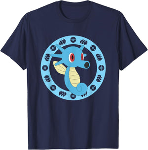 Pokémon Horsea Water Themed Cute Portrait T-Shirt - T-Shirt | Navy