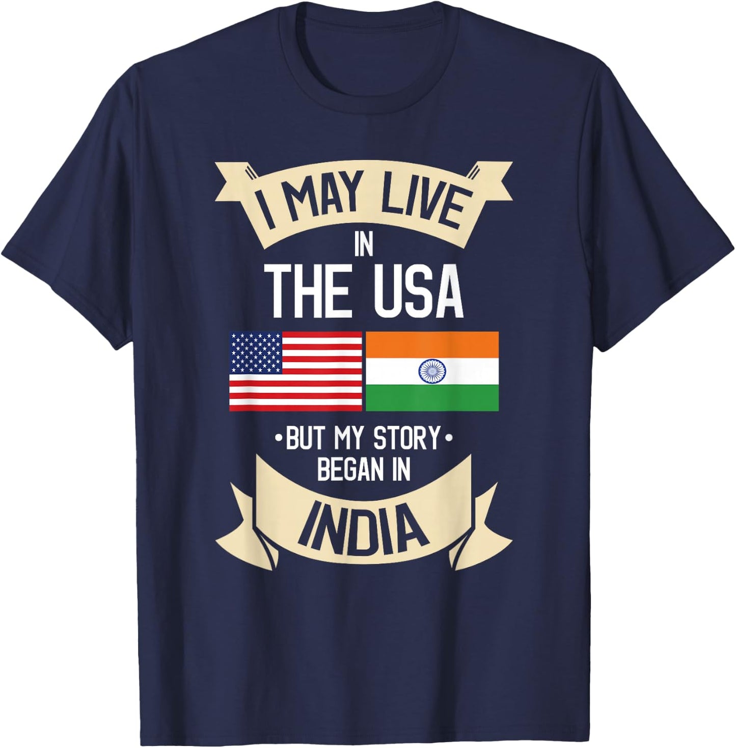 American Flag UAD Indian India Gift Roots T-Shirt - T-Shirt | Navy