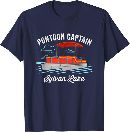 Sylvan Lake Pontoon Boat Captain - Boating T-Shirt - T-Shirt | Navy