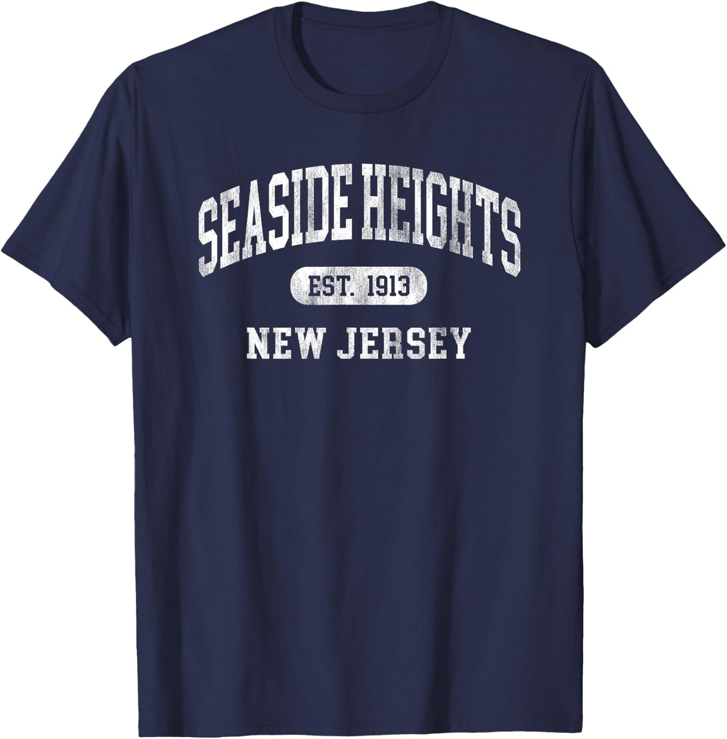 Vintage Seaside Heights New Jersey Souvenir Retro Throwback T-Shirt - T-Shirt | Navy