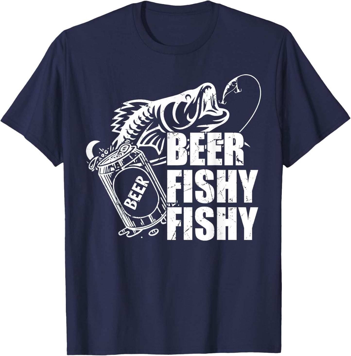 Beer Fishy Fishy Funny Fishing Drinking Birthday Gifts T-Shirt - T-Shirt | Navy