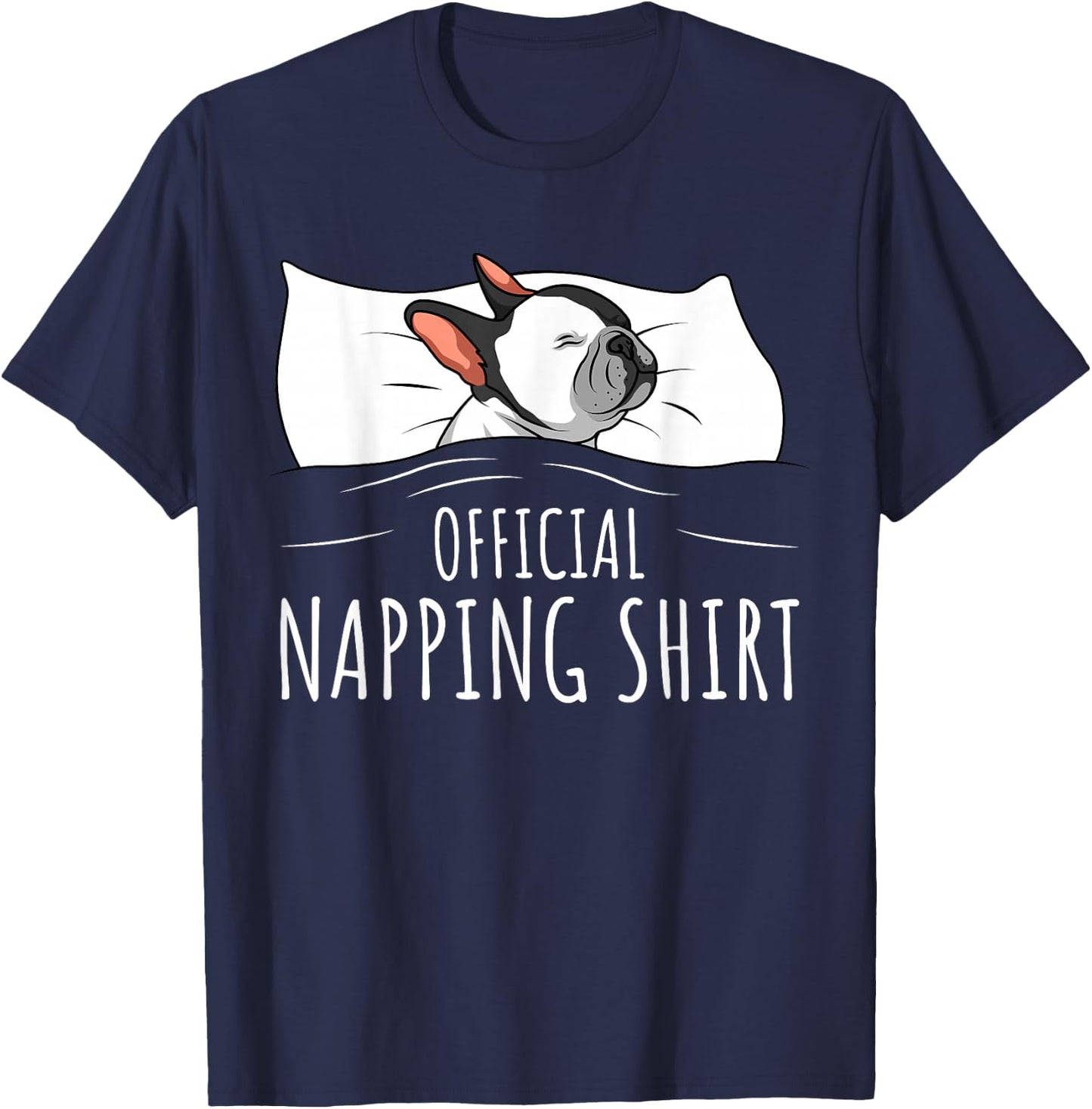 Sleeping French Bulldog Pyjamas Official Napping Women Girls Kids T-Shirt - T-Shirt | Navy