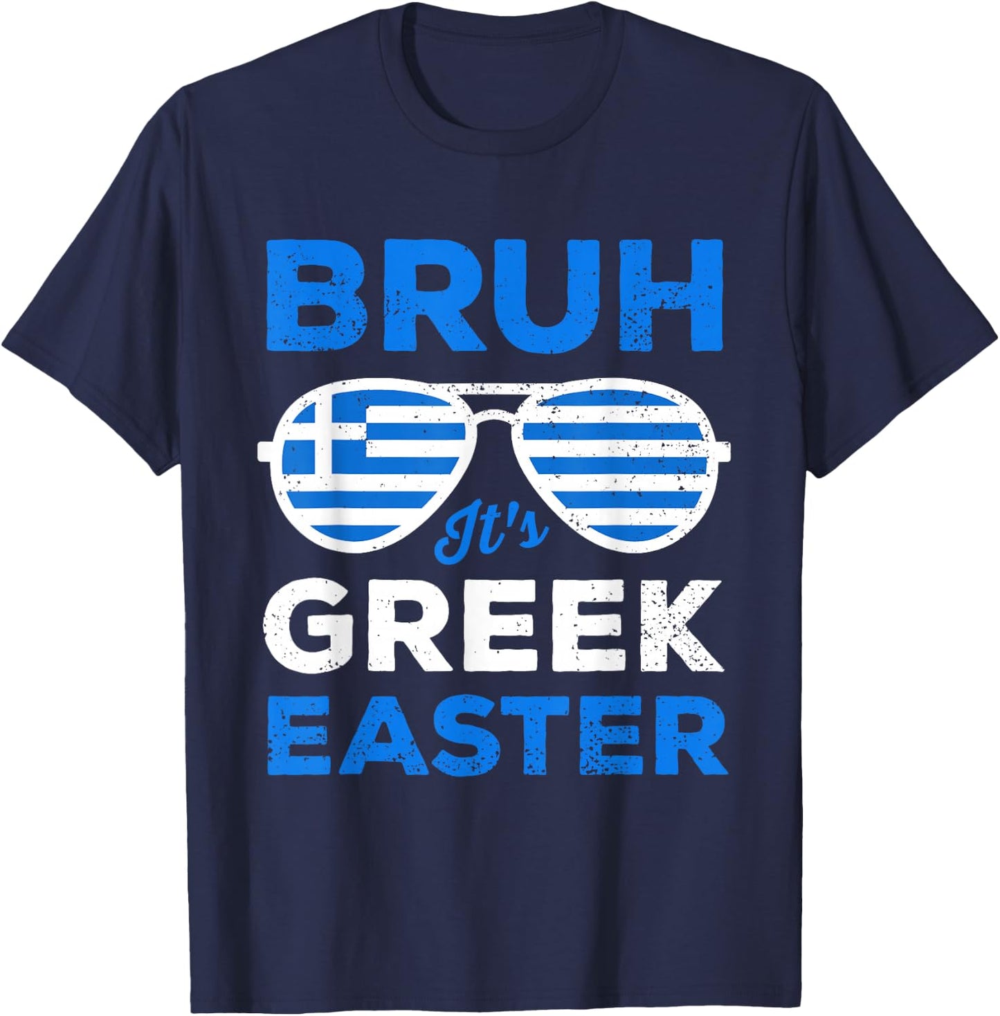 Greek Easter Bruh Funny Retro Sunglasses Greek Easter Boys T-Shirt - T-Shirt | Navy